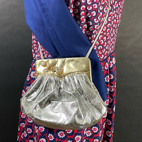 Vintage Metallic Silver and Gold Clutch Purse - Picture 7 of 7